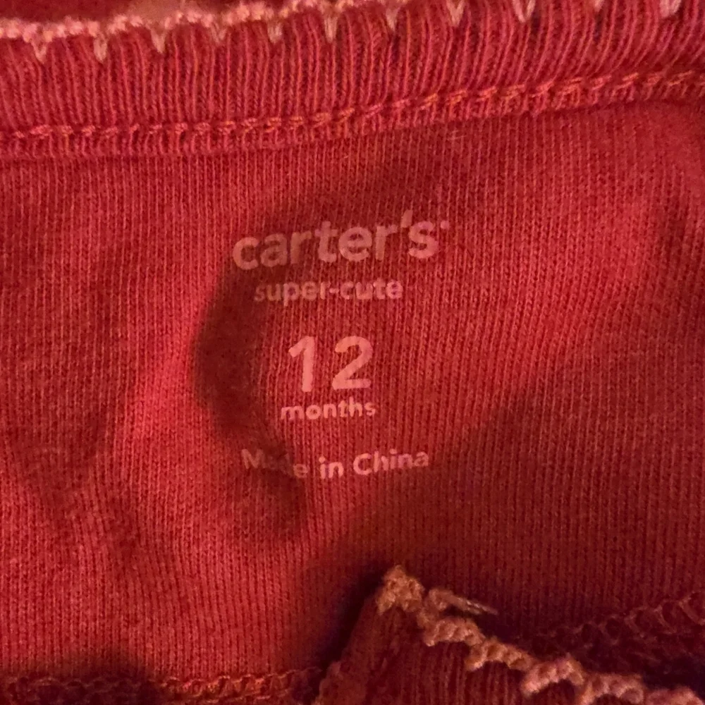 Carter's Pink Polka Dot Pajama One Piece with Bear Footless Fleece 12 Mo.